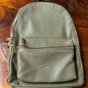 Coach Sage Green Leather Backpack